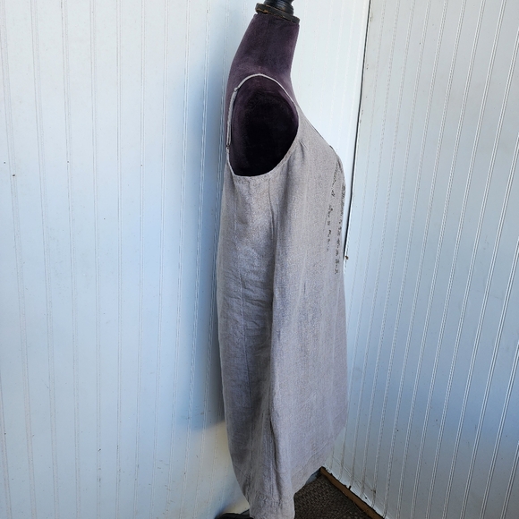 Eileen Fisher Women's Embroidered Organic Linen Slip Dress Tan Beachy Coastal L - Picture 5 of 13